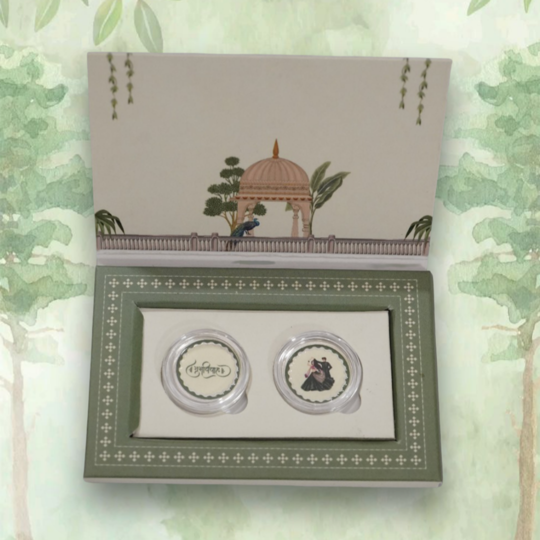 Shubh Vivah Silver Coin Gift Set – Wedding Keepsake in Miniature Art Box