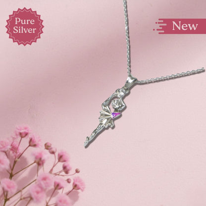 Elegant Ballerina Silver Pendant Necklace
